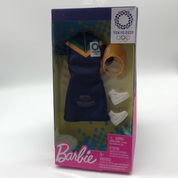 Barbie Fashion Outfit Tokyo 2020 Olympics Blue Dress White Boots Visor - Picture 3 of 4